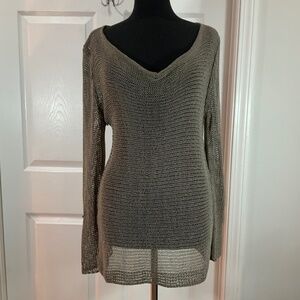 Soft Surroundings Brown Seaside Open Weave Beach Sweater Size Medium